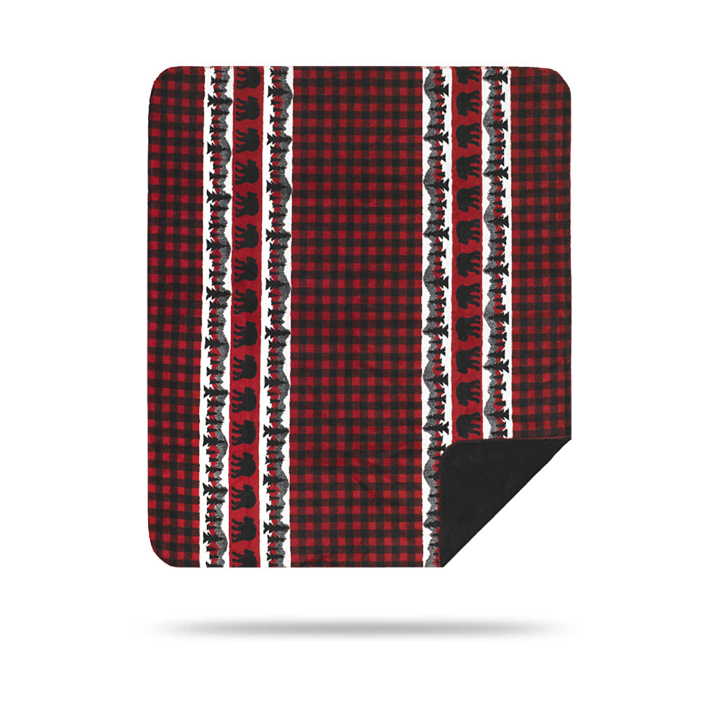 Bear Plaid Border Blanket 60"x72"