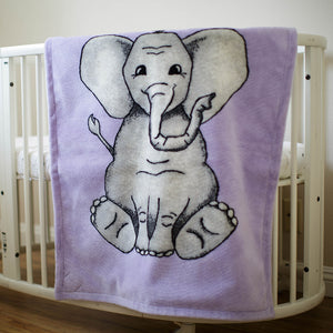 Baby Elephant Purple Baby Blanket Back-to-Back