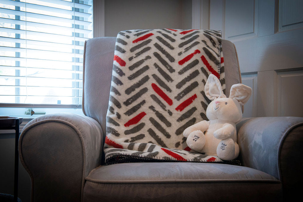 Orange & Gray Tracks Blanket 60"x72"
