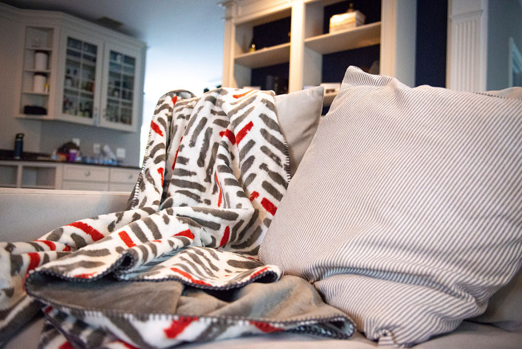 Orange & Gray Tracks Blanket 60"x72"