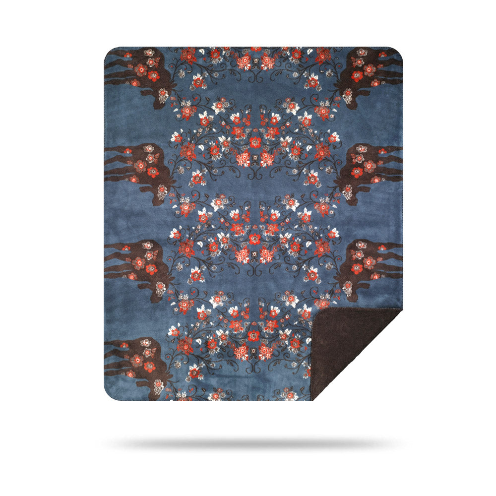 Moose Blossom Blue Blanket 60"x72"