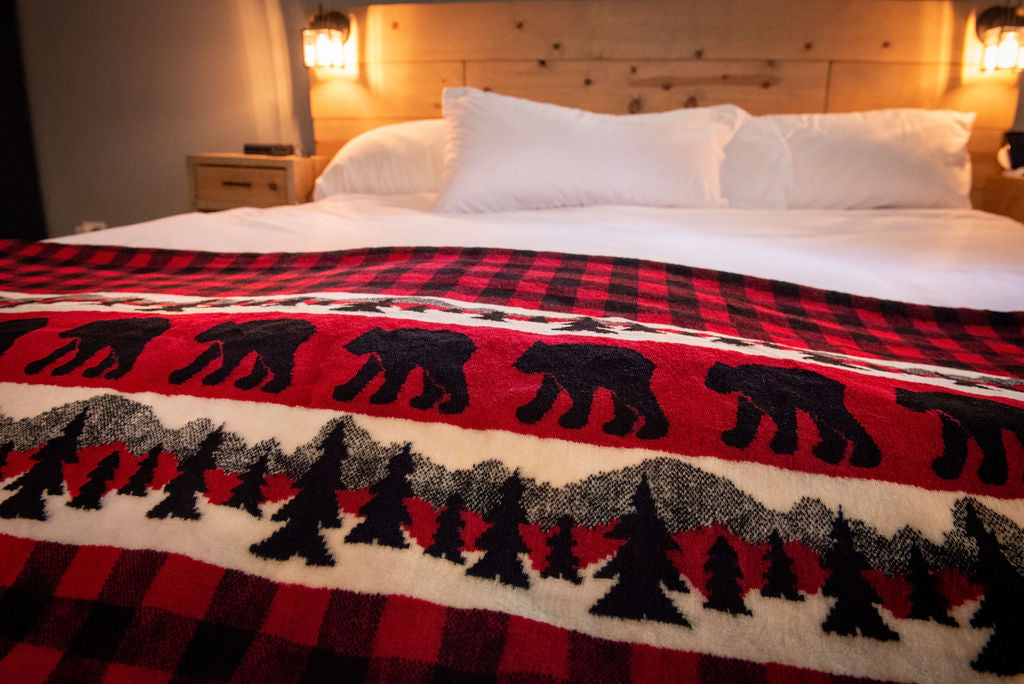 Bear Plaid Border Blanket 60"x72"