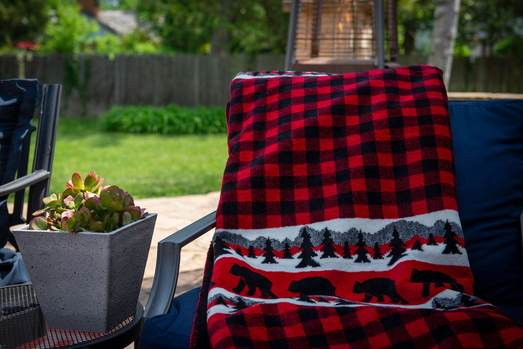 Bear Plaid Border Blanket 60"x72"