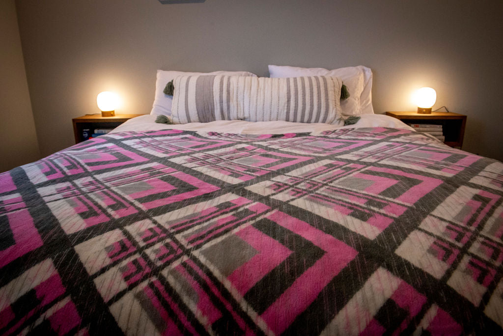 Pink & Gray Plaid Blanket 60"x72"