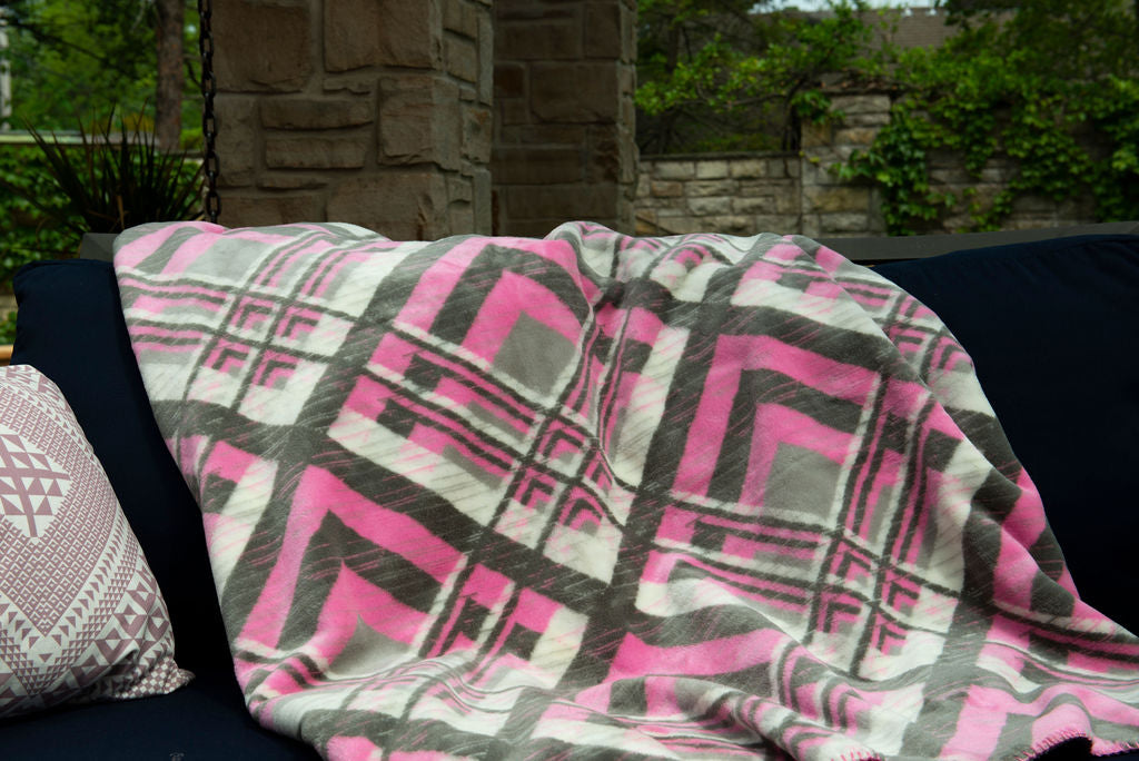 Pink & Gray Plaid Blanket 60"x72"