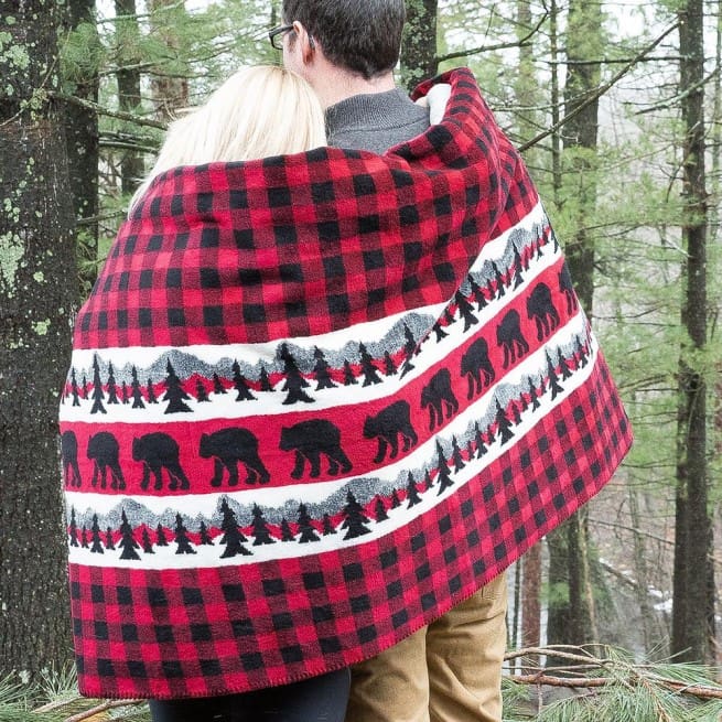 Bear Plaid Border Blanket 60"x72"