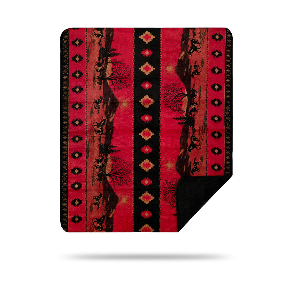 Red Running Horses Blanket