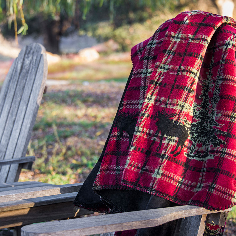 Moose Plaid Border Blanket 60"x72"