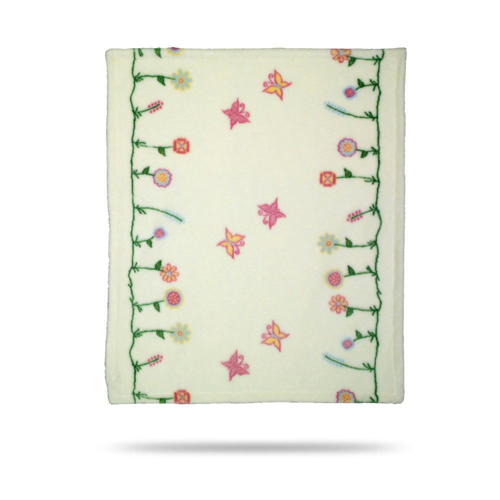 Whimsical Floral Cream Baby Blanket