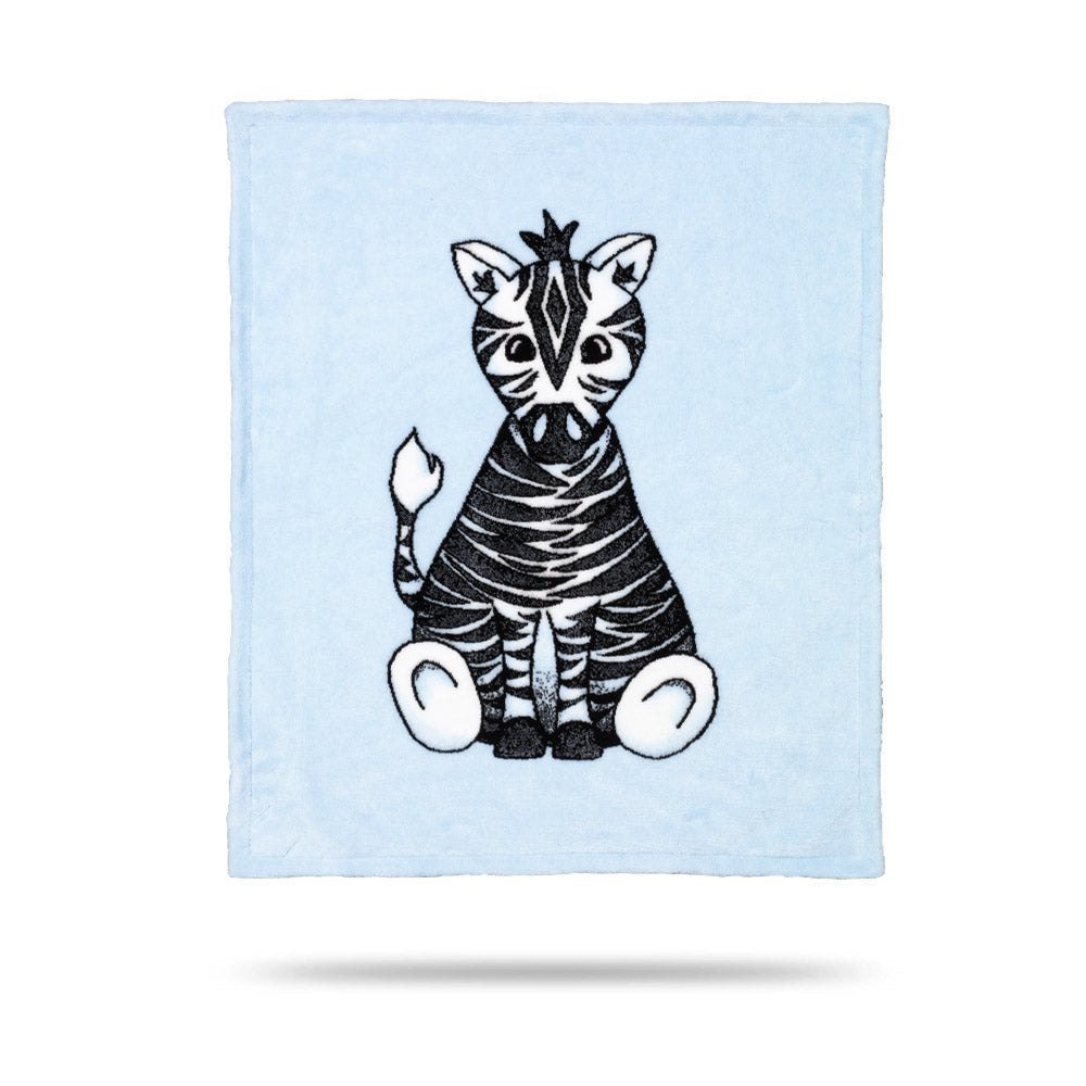 Baby Zebra Blue Baby Blanket Back to Back