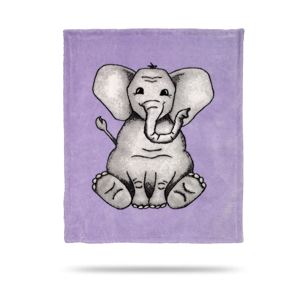 Baby Elephant Purple Baby Blanket Back-to-Back