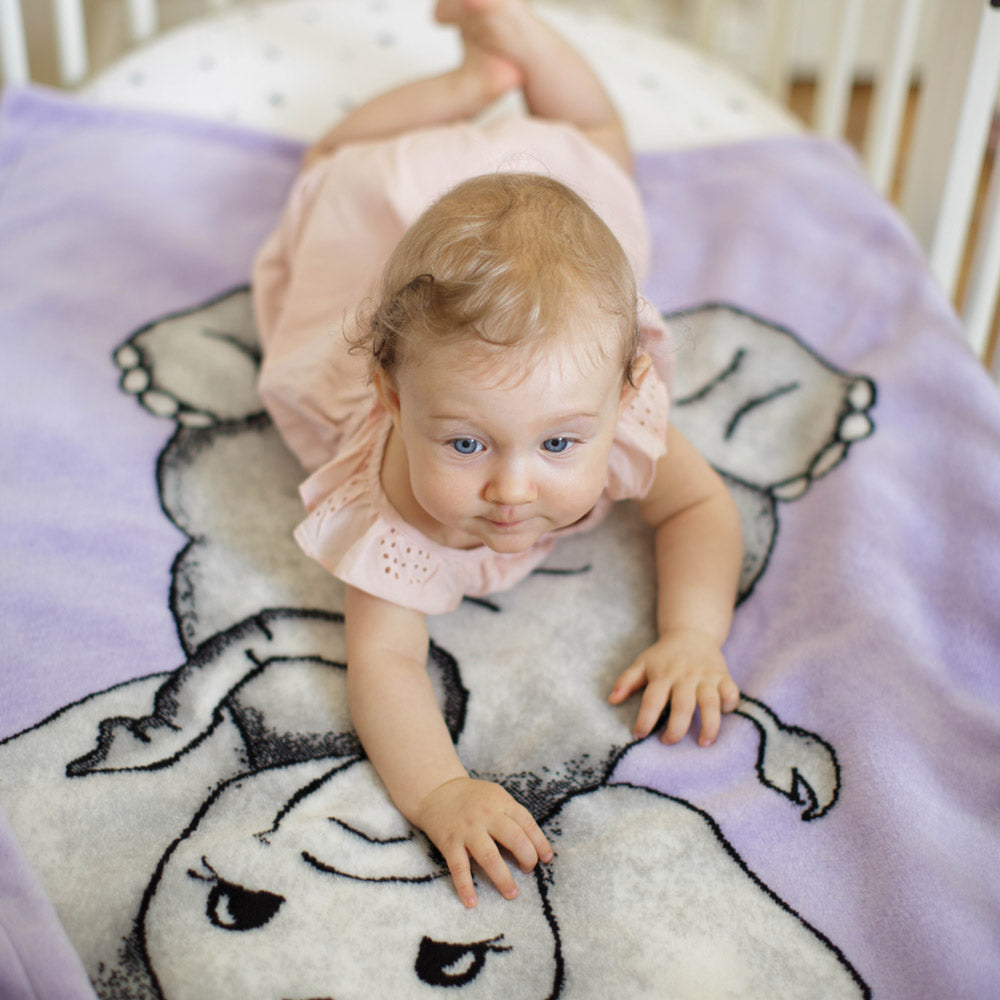 Baby Elephant Purple Baby Blanket Back-to-Back