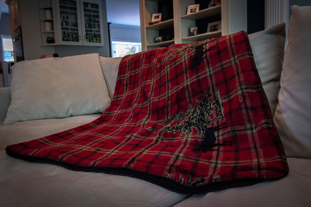 Moose Plaid Border Blanket 60"x72"